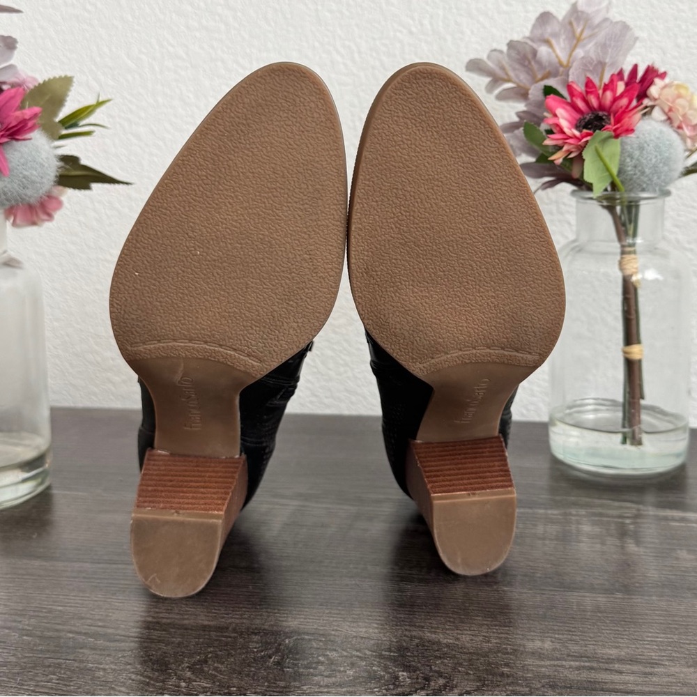 Franco Sarto Black Perforated Leather Ankle Boots - Picture 8 of 8